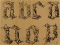 Anonimo copista del Maestro E.S. - Alfabeto gotico  antropomorfo, lettere a, b, c, d/ n, o, p